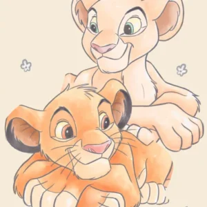 Badhandduk Lejon Kungen Simba och Nala 70X140cm 100% bomull