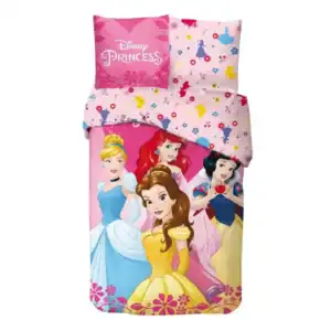 Disney Princess Påslakanset 140×200 cm + 65×65 cm | 100 % Bomull