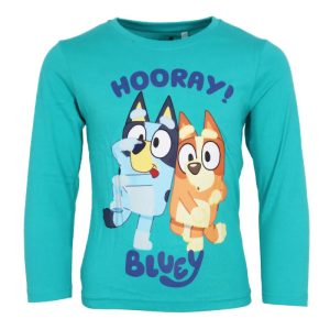 Bluey Hooray! Blå barntröja med lång ärm, storlek 110 cm (5 år)