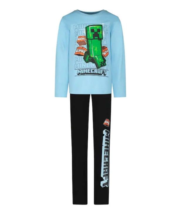 Minecraft TNT ljusblå lång pyjamas för barn 8 år / 128 cm