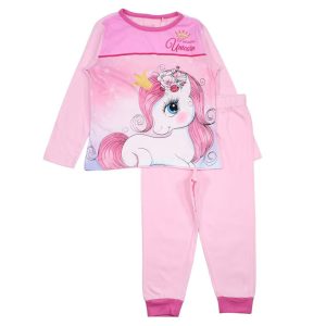 Enhörning Prinsessa Ljusrosa barnpyjamas lång 5 år / 110 cm