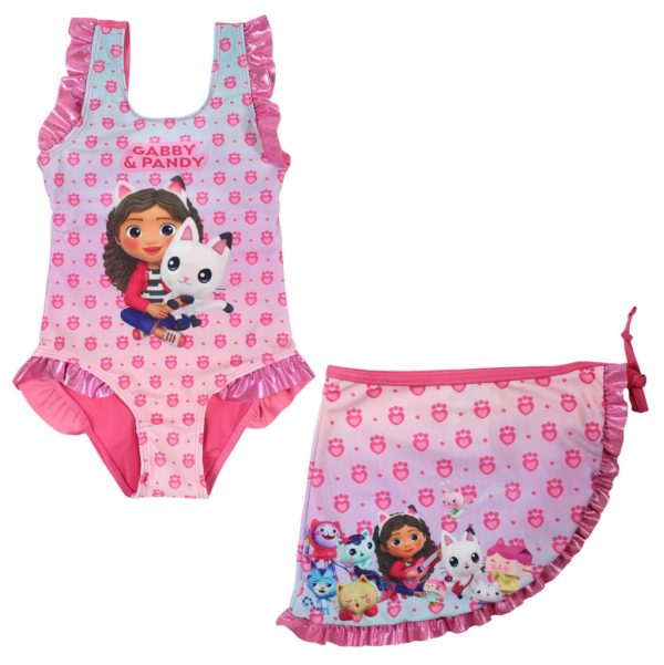 Gabbys Dockskåp baddräkt med sarong barn rosa 116 cm