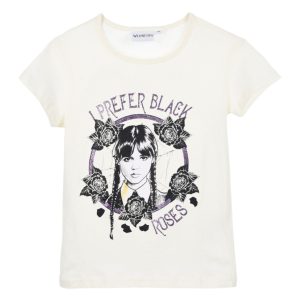 Wednesday Black Roses barnkort t-shirt, storlek 10 år