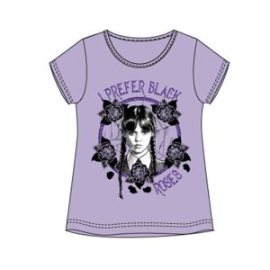 Wednesday Black Roses barnkort t-shirt, topp 6 år