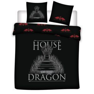 Game of Thrones House of the Dragon påslakan king size 240×220 cm, 63x63 cm mikrofiber