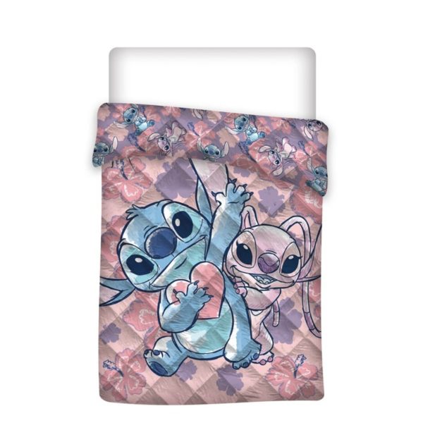 Disney Lilo and Stitch hjärtformad quiltad sängöverkast 140x200 cm