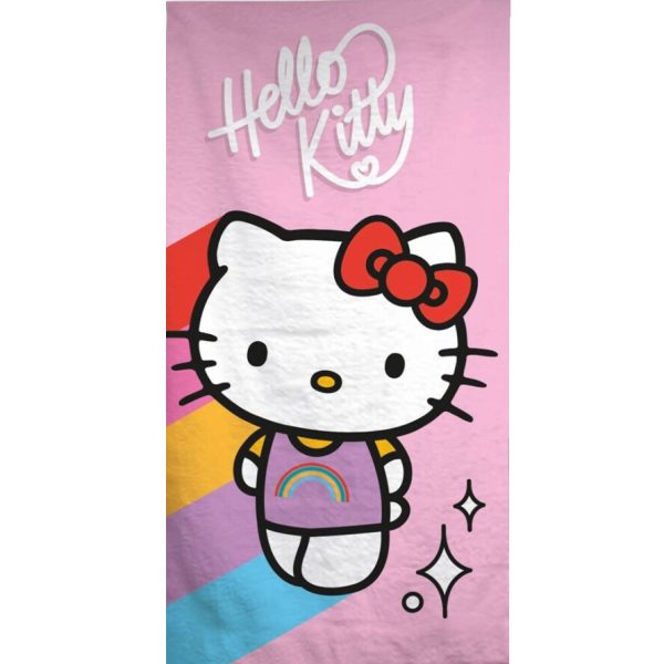 Hello Kitty Rainbow badlakan, strandhandduk 70x140 cm (snabbtorkande)
