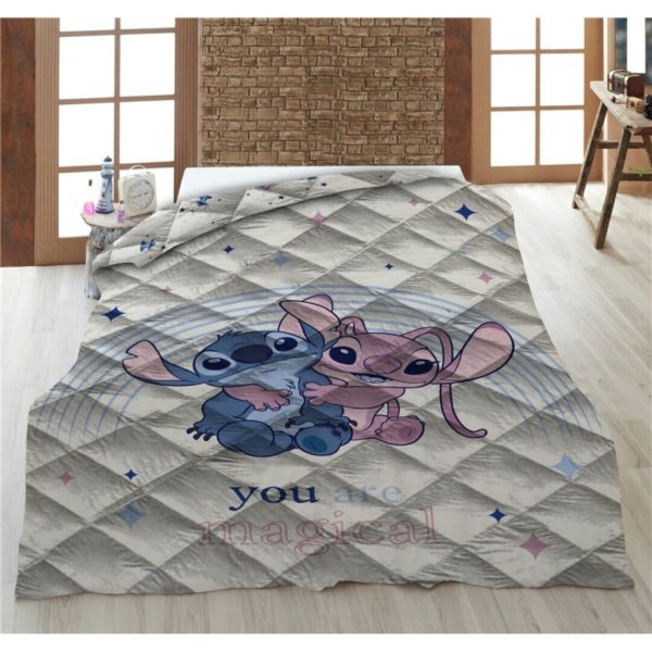 Disney Lilo and Stitch quiltad sängöverkast 140x200 cm