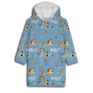 Bluey Seaside fleecetäcke med poncho, 3-6 år