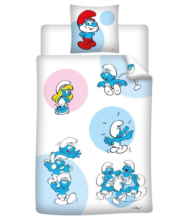 Smurfs påslakanset 140x200 cm, 63x63 cm