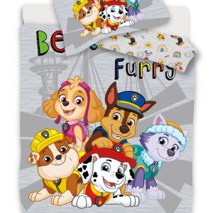 Paw Patrol grå bäddset 140×200 cm, 70×90 cm mikrofiber