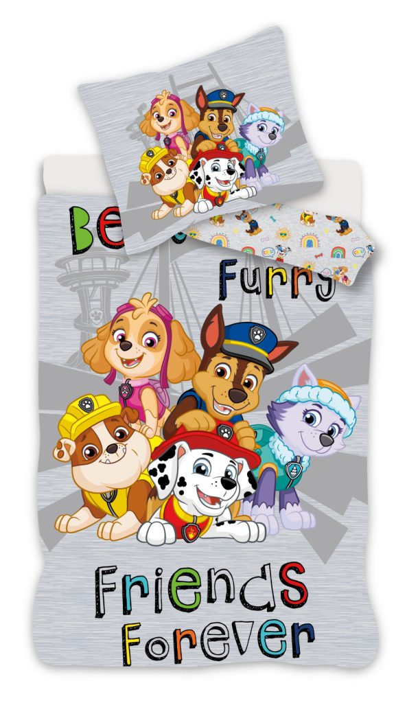 Paw Patrol grå bäddset 140×200 cm, 70×90 cm mikrofiber