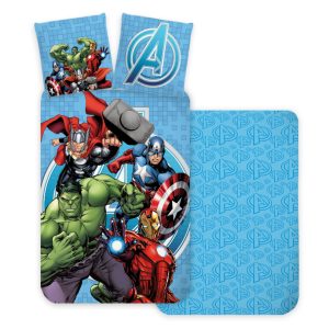 Avengers blå barns bäddset 100×135 cm, 40×60 cm