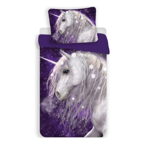 Unicorn lila barnsängkläder 100×135 cm, 40×60 cm