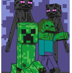 Minecraft Sketch Mobs badhandduk, strandhandduk 70x140 cm