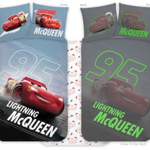 Disney Cars barnbäddset som lyser i mörkret, 100x135 cm, 40x60 cm