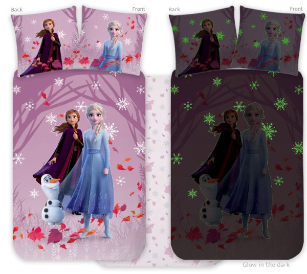 Disney Frost påslakanset / bäddset självlysande effekt 100x135 cm, 40x60 cm, bomull
