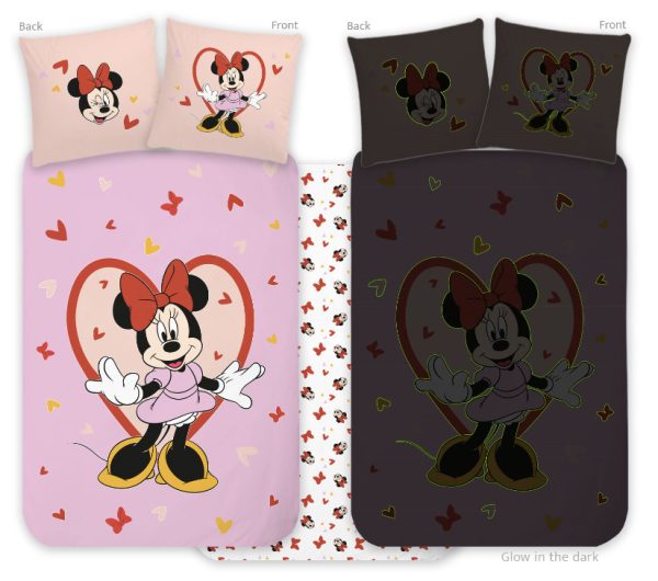 Disney Minnie Påslakanset med hjärtmotiv 100x135 cm, 40x60 cm