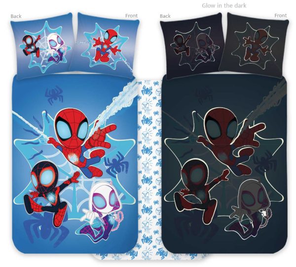 Spindelmannen Spidey självlysande barnbäddset 100x135 cm, 40x60 cm