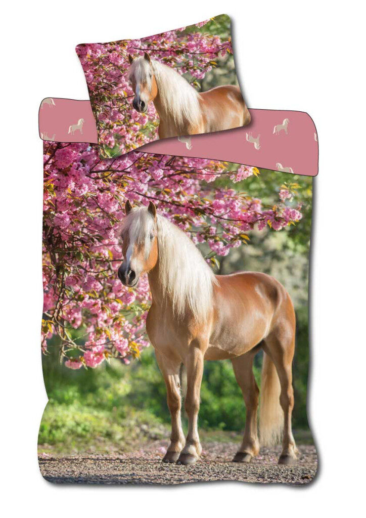 Horses Cherry Blossom påslakan 140×200 cm, 70×90 cm