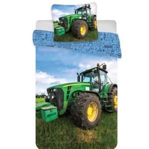 Traktor Green Field, påslakan 140×200 cm, örngott 70×90 cm