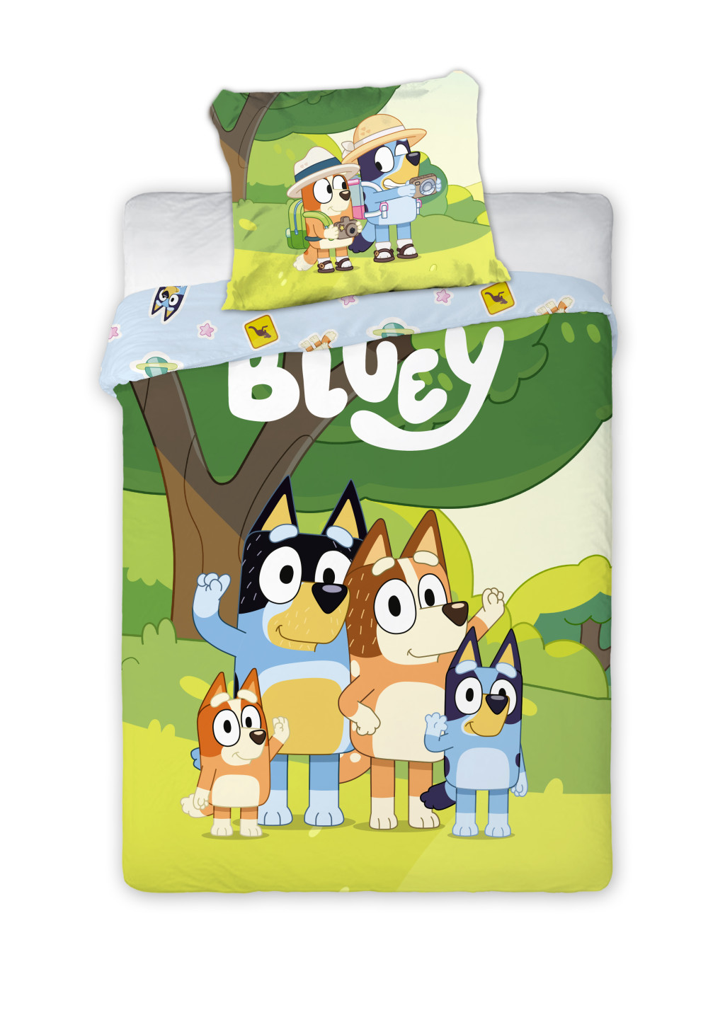 Bluey Family Snuggle barn, sängklädesset 100×135 cm, 40×60 cm