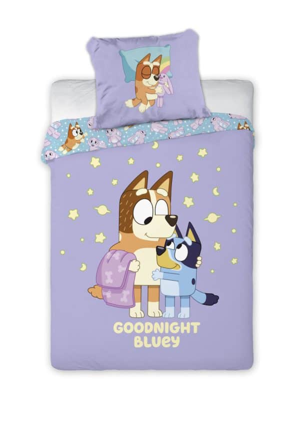 Bluey Goodnight barns påslakan set 100x135 cm, 40x60 cm