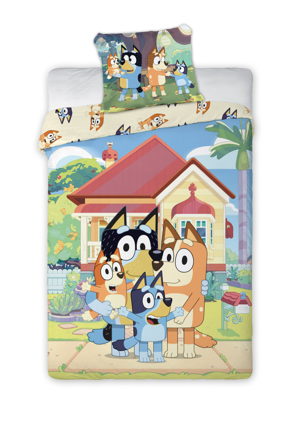 Bluey Family Home barnsängkläder set 100x135 cm, 40x60 cm