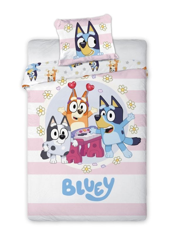 Bluey Joyful barnsängkläder för förskola 100x135 cm, 40x60 cm
