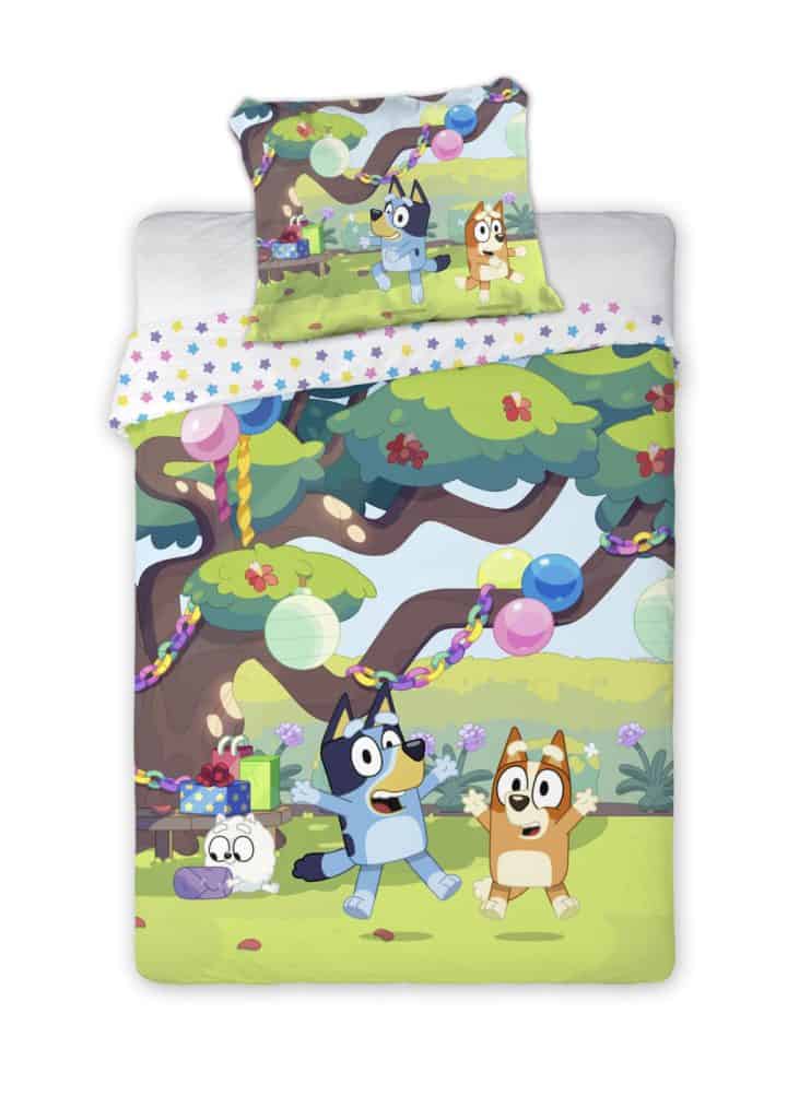 Bluey Garden Party barnsängkläder 100×135 cm, 40×60 cm