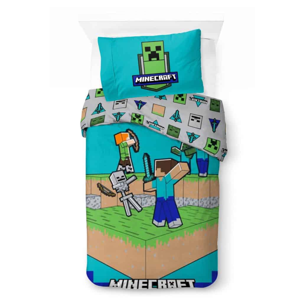 Minecraft The Fight Is On påslakan set 140×200 cm, 70×90 cm