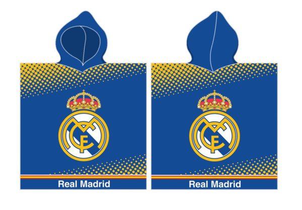 Real Madrid blå strandhandduk poncho 55x110 cm