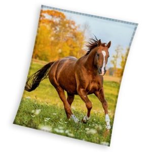 Horses Gallop fleecefilt korall 150x200 cm
