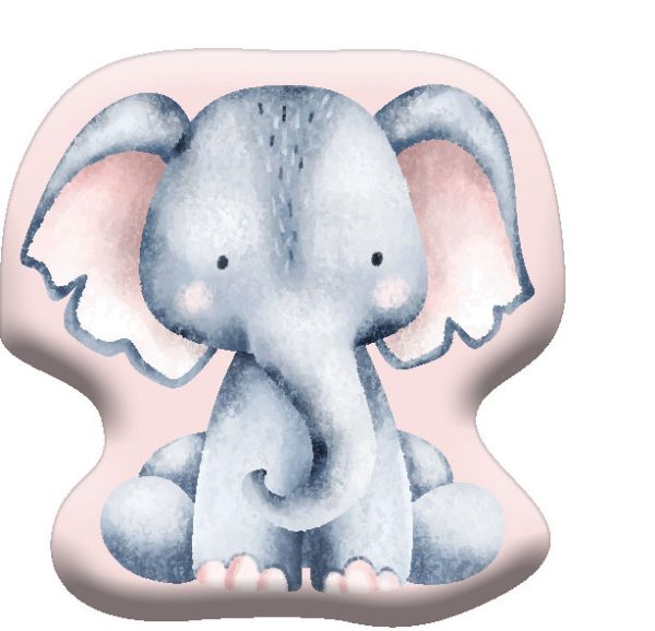 Elephant kudde i elefantform, dekorationskudde 40x40 cm velour