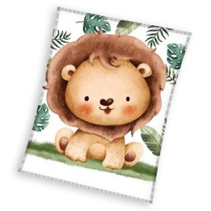 Lion Giggles filt i korallfleece 110x140 cm