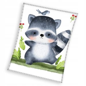 Raccoon Little Bandit filt i korallfleece 110x140 cm