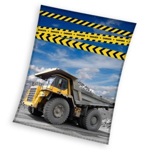 Construction Danger coral fleece polarfilt 130x170 cm