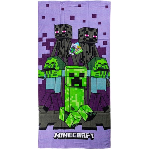 Minecraft badhandduk, strandhandduk 70x140 cm lila