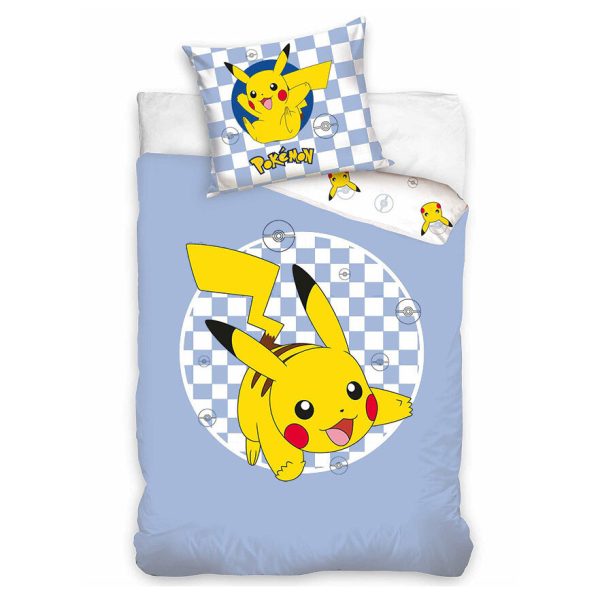 Pokémon rutigt påslakanset 140×200 cm, 70×90 cm