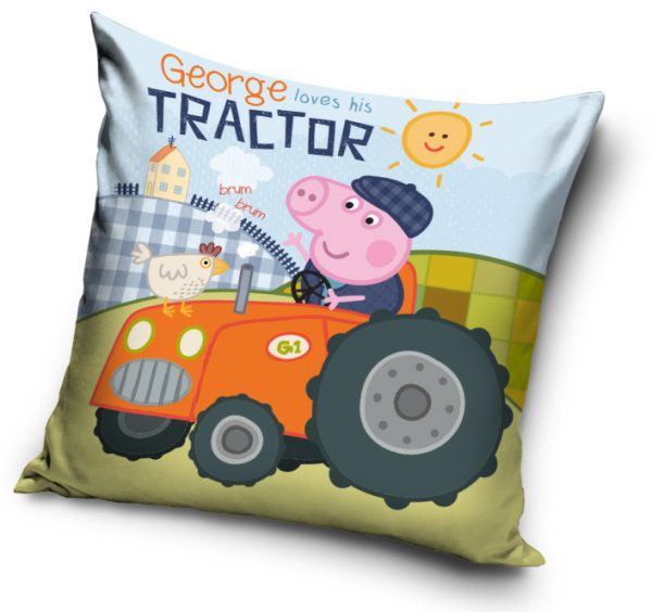 Greta Gris Georges Traktor Velourgardin 40x40 cm