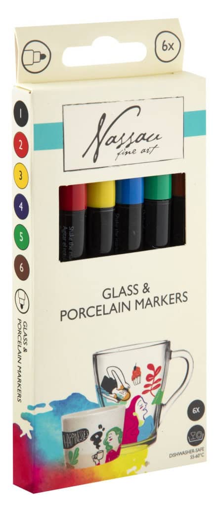 Colour Nassau glas- och porslinsmålarpennor, 6-pack