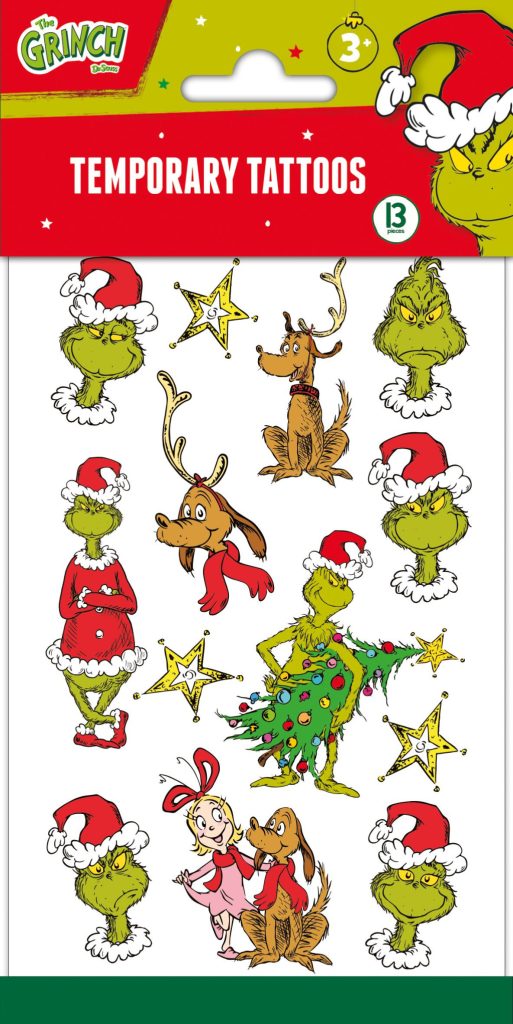 The Grinch Dr Seuss tatuering set, 13 delar