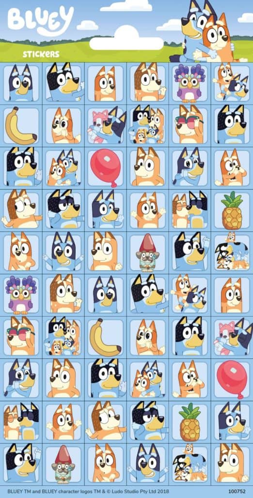 Bluey Bingo mini klistermärkesset