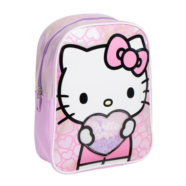 Hello Kitty holografisk ryggsäck med hjärtmotiv 32 cm