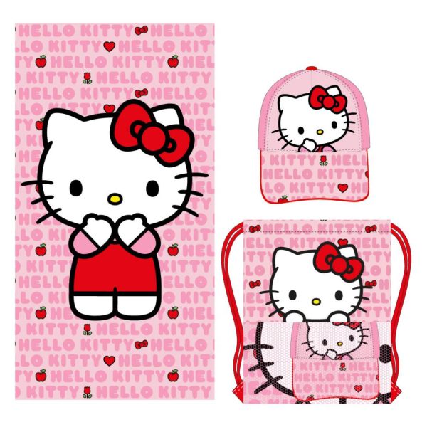 Hello Kitty handduk, gympåse och keps set