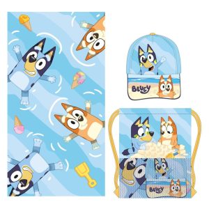 Bluey set med handduk, gympåse och basebollkeps