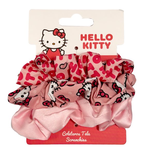 Hello Kitty Scrunchie Set med 3 hårsnoddar