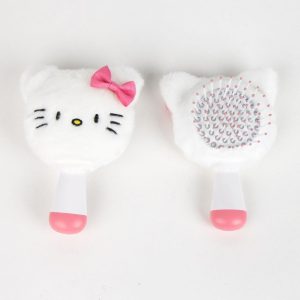 Hello Kitty vit mini plysch hårborste 13 cm
