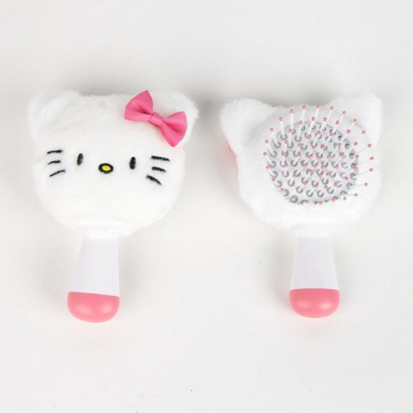 Hello Kitty vit mini plysch hårborste 13 cm