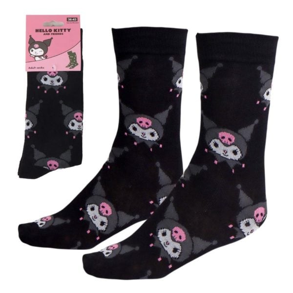 Hello Kitty Kuromi svarta knästrumpor för vuxna 36/43